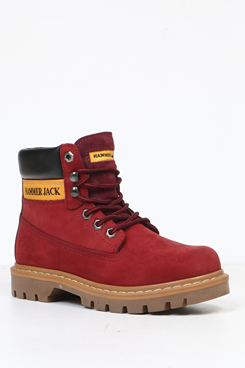Hammer Jack Hakiki Deri Bordo Nubuk Kadın Bot - Görsel 3