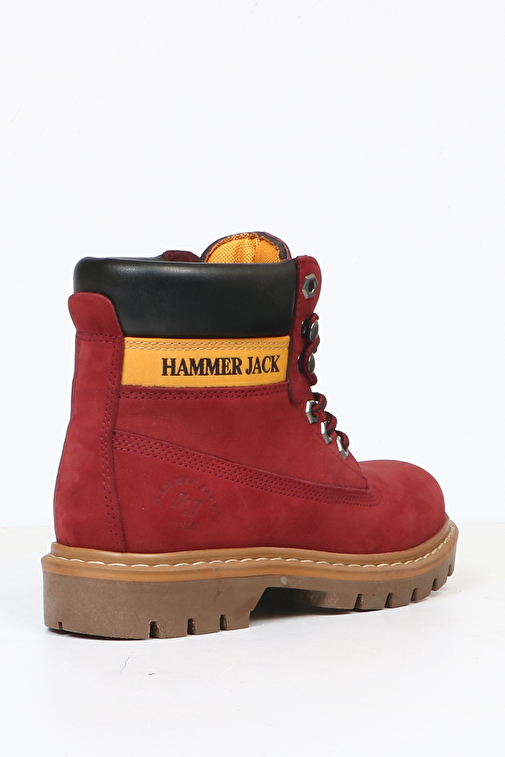 Hammer Jack Hakiki Deri Bordo Nubuk Kadın Bot - Görsel 4