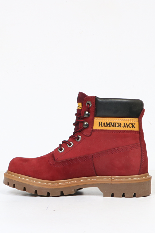 Hammer Jack Hakiki Deri Bordo Nubuk Kadın Bot - Görsel 5
