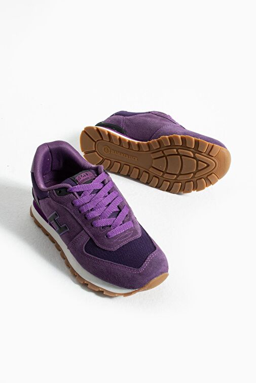 Hammer Jack Peru Hakiki Deri Mor Kadın Spor Ayakkabı - Görsel 3