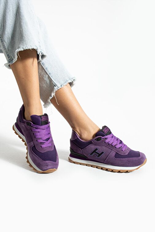 Hammer Jack Peru Hakiki Deri Mor Kadın Spor Ayakkabı - Görsel 4
