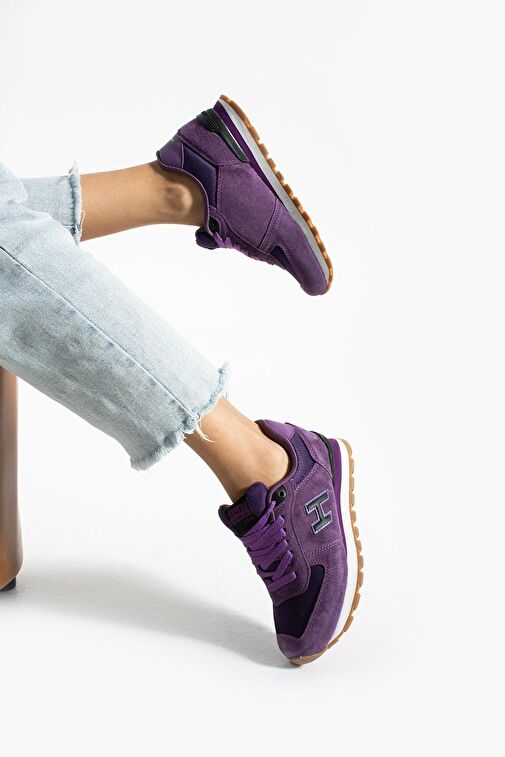 Hammer Jack Peru Hakiki Deri Mor Kadın Spor Ayakkabı - Görsel 5