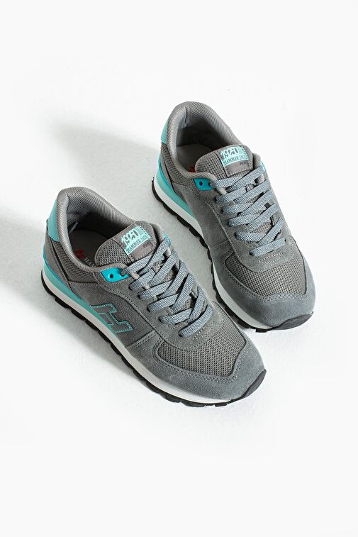 Hammer Jack Peru Hakiki Deri Gri - Turkuaz Kadın Spor Ayakkabı - Görsel 3