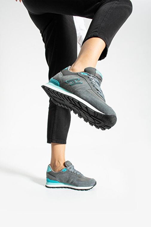 Hammer Jack Peru Hakiki Deri Gri - Turkuaz Kadın Spor Ayakkabı - Görsel 4