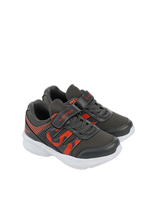 Slazenger KING Erkek Çocuk Sneaker Ayakkabı Koyu Gri / Turuncu - Görsel 3