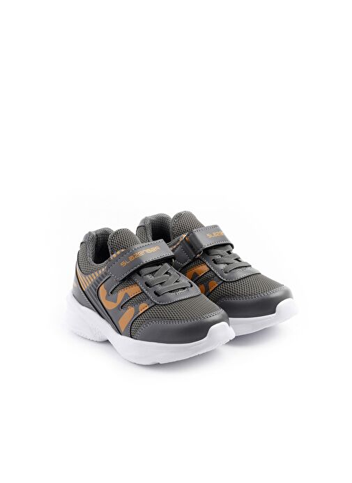 Slazenger KING Erkek Çocuk Sneaker Ayakkabı Koyu Gri / Turuncu - Görsel 3