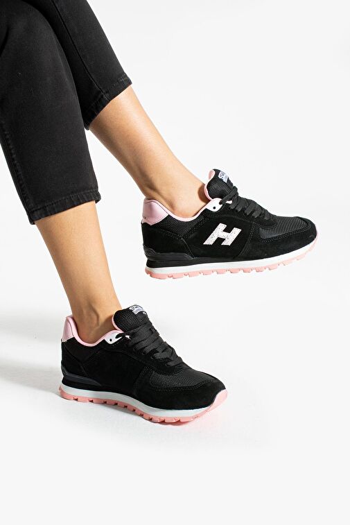 Hammer Jack Peru Hakiki Deri Siyah-Pembe Kadın Spor Ayakkabı - Görsel 5