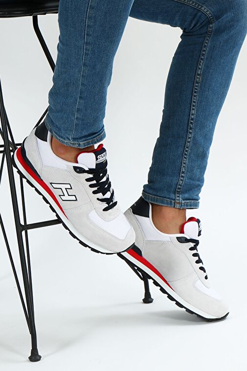 Hammer Jack Peru Hakiki Deri Kirli Beyaz-Kırmızı Erkek Spor Ayakkabı - Görsel 4