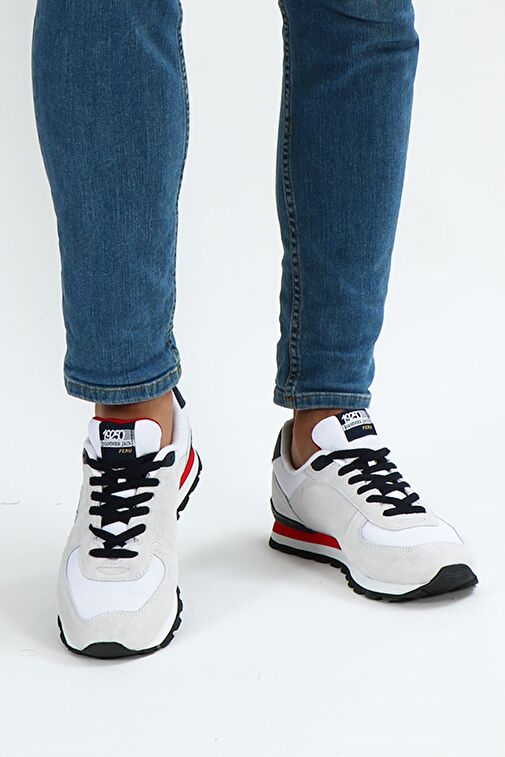 Hammer Jack Peru Hakiki Deri Kirli Beyaz-Kırmızı Erkek Spor Ayakkabı - Görsel 8