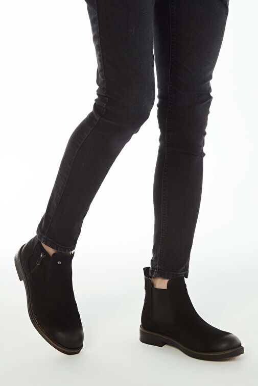 Tamer Tanca Erkek Hakiki Deri Siyah Nubuk Casual Bot - Görsel 3
