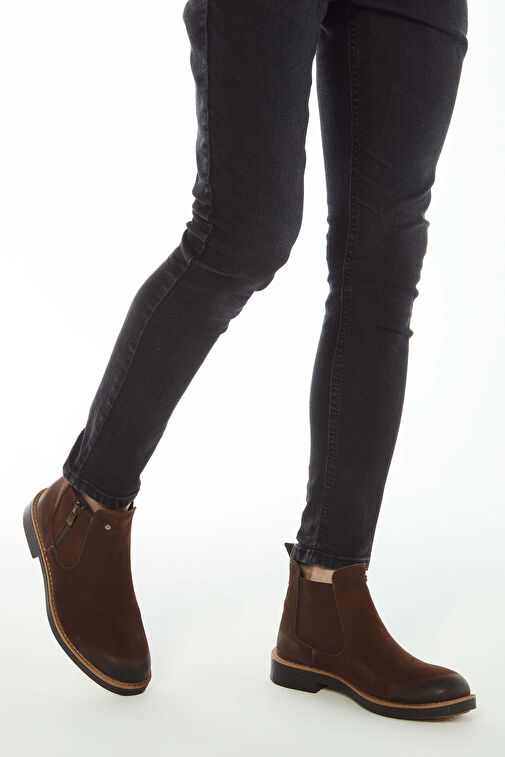 Tamer Tanca Erkek Hakiki Deri Kahverengi Nubuk Casual Bot - Görsel 3