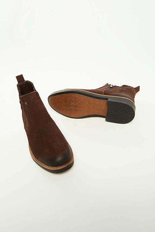 Tamer Tanca Erkek Hakiki Deri Kahverengi Nubuk Casual Bot - Görsel 8