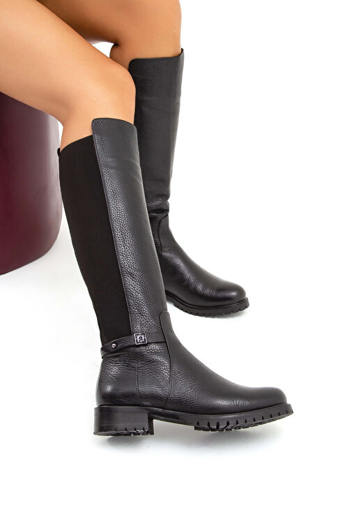 Tamer Tanca Kadın Hakiki Deri Siyah Floter Casual Çizme - Görsel 5