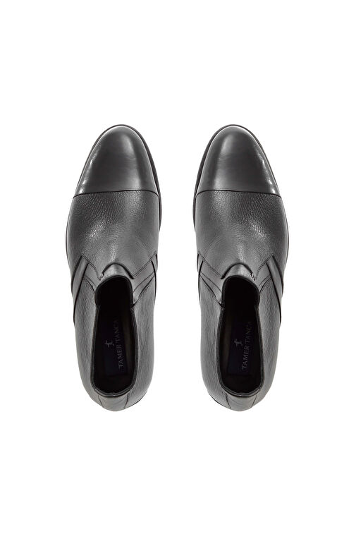 Tamer Tanca Erkek Hakiki Deri Siyah Klasik Bot - Görsel 6