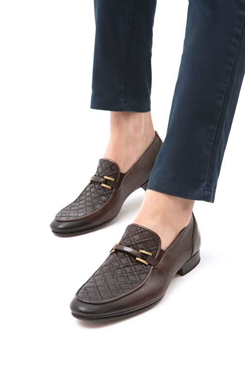 Tamer Tanca Erkek Hakiki Deri Kahverengi Makosen Ayakkabı - Görsel 5