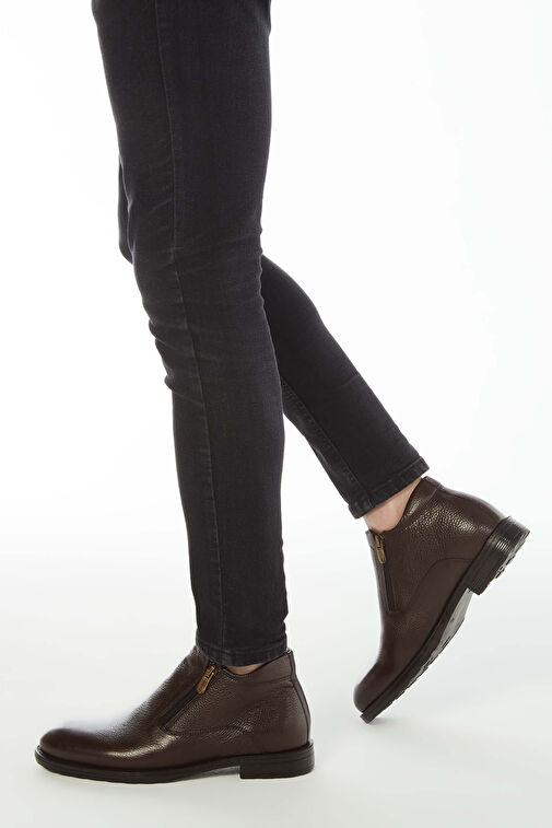 Tamer Tanca Erkek Hakiki Deri Kahverengi Floter Klasik Bot - Görsel 2