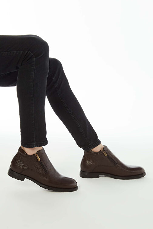 Tamer Tanca Erkek Hakiki Deri Kahverengi Floter Klasik Bot - Görsel 4
