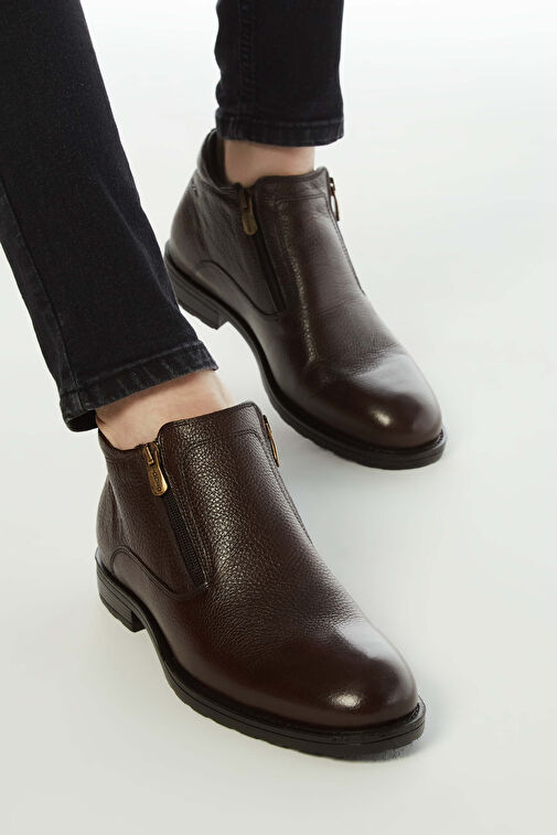 Tamer Tanca Erkek Hakiki Deri Kahverengi Floter Klasik Bot - Görsel 5