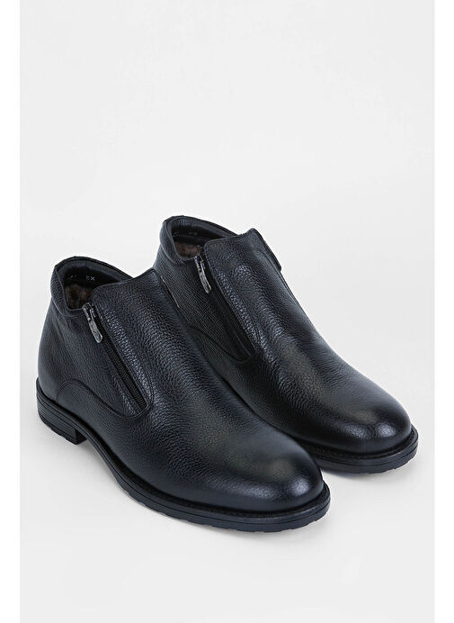 Tamer Tanca Erkek Hakiki Deri Siyah Floter Klasik Bot - Görsel 3