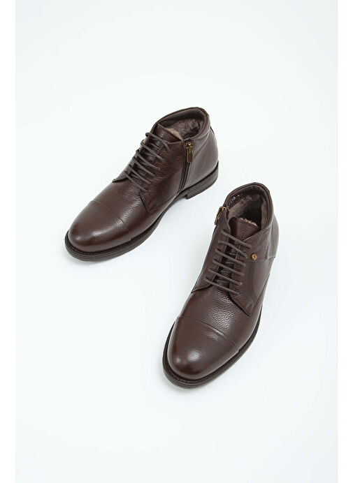 Tamer Tanca Erkek Hakiki Deri Kahverengi Floter Klasik Bot - Görsel 6