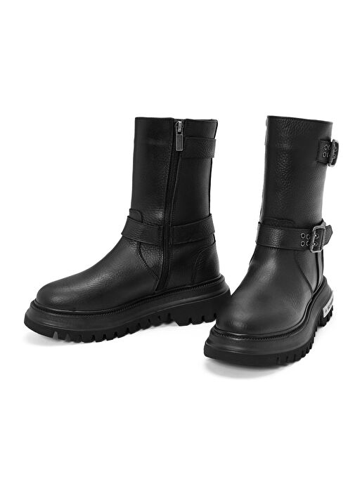 Harley Davidson Siyah Kadın Deri Bot SAHARA - Görsel 4