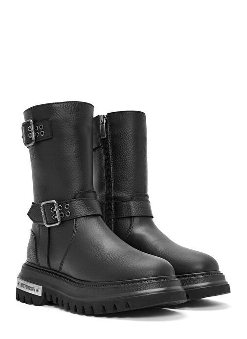 Harley Davidson Siyah Kadın Deri Bot SAHARA - Görsel 5