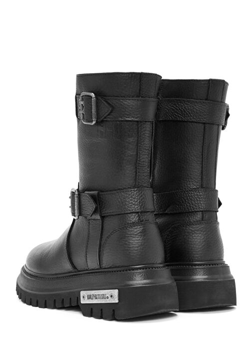 Harley Davidson Siyah Kadın Deri Bot SAHARA - Görsel 7