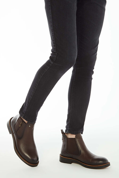 Tamer Tanca Erkek Hakiki Deri Kahverengi Floter Casual Bot - Görsel 3