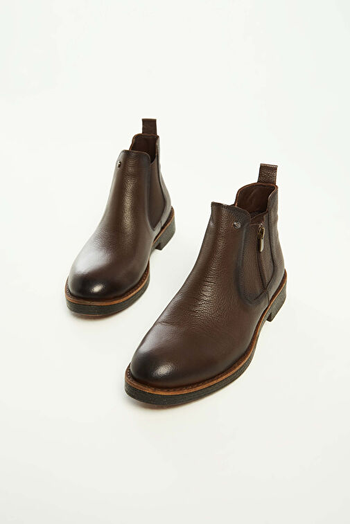 Tamer Tanca Erkek Hakiki Deri Kahverengi Floter Casual Bot - Görsel 6