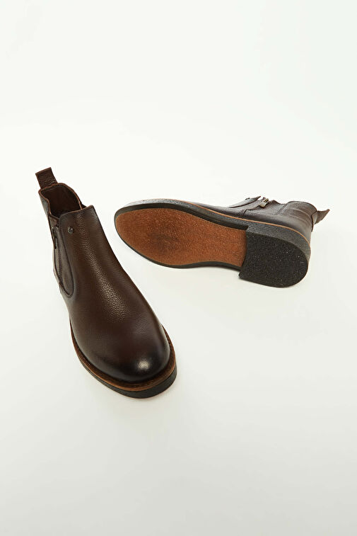 Tamer Tanca Erkek Hakiki Deri Kahverengi Floter Casual Bot - Görsel 8