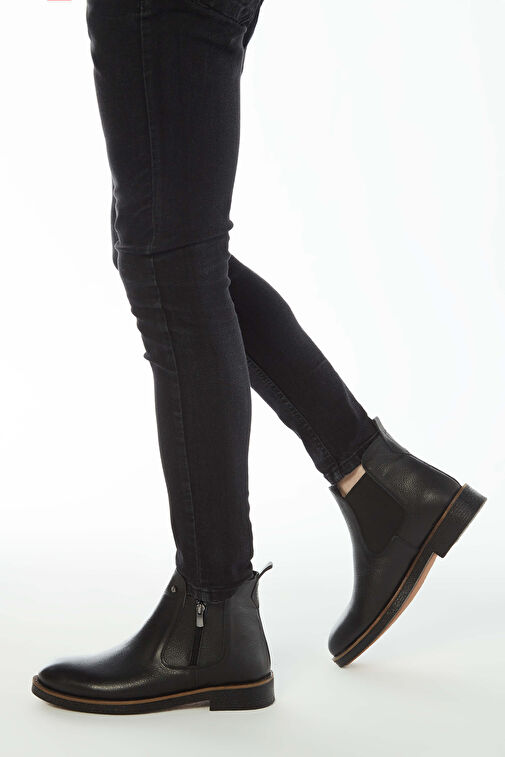 Tamer Tanca Erkek Hakiki Deri Siyah Floter Casual Bot - Görsel 2