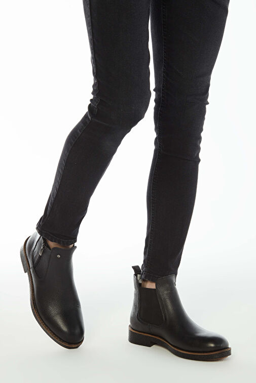 Tamer Tanca Erkek Hakiki Deri Siyah Floter Casual Bot - Görsel 3