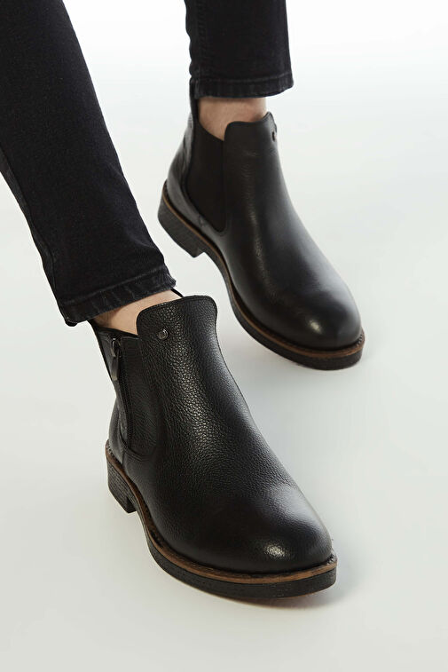 Tamer Tanca Erkek Hakiki Deri Siyah Floter Casual Bot - Görsel 5