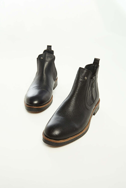 Tamer Tanca Erkek Hakiki Deri Siyah Floter Casual Bot - Görsel 6