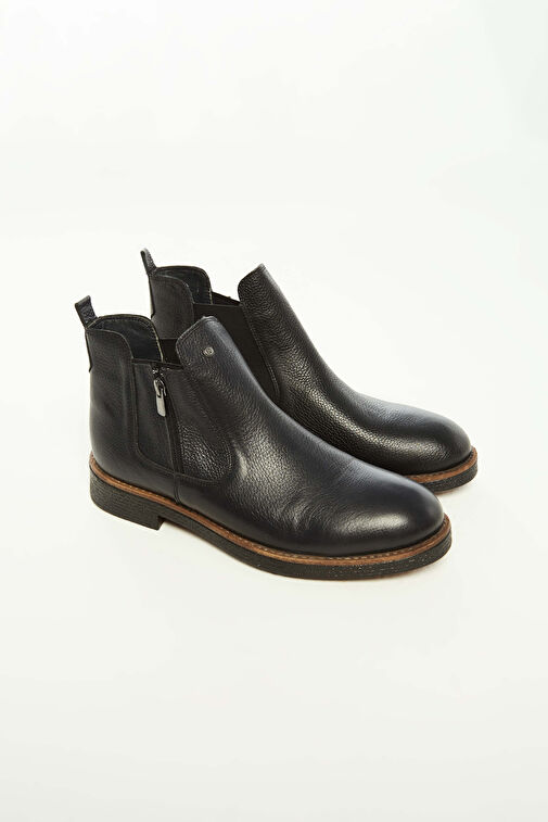 Tamer Tanca Erkek Hakiki Deri Siyah Floter Casual Bot - Görsel 7