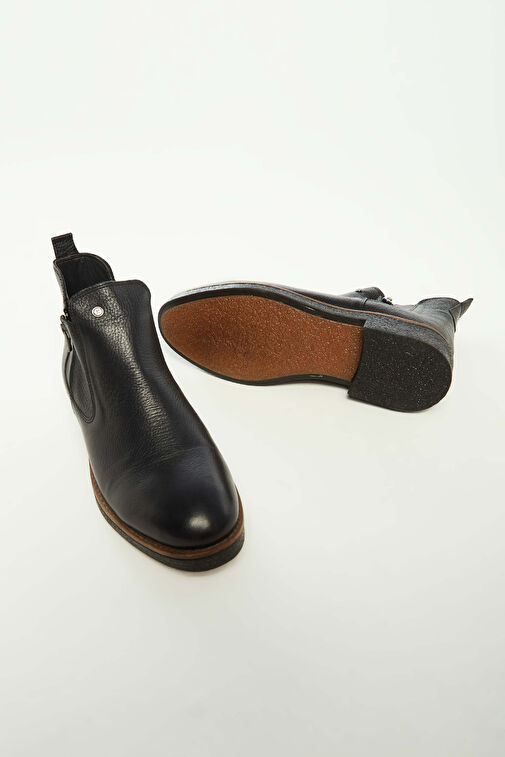 Tamer Tanca Erkek Hakiki Deri Siyah Floter Casual Bot - Görsel 8