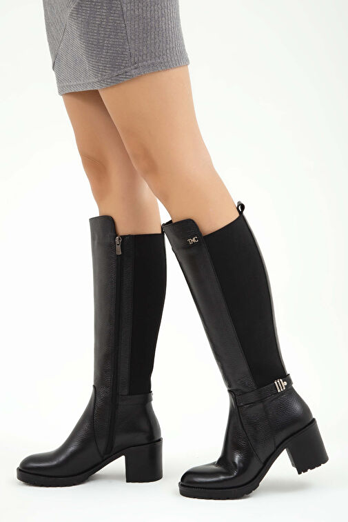 Tamer Tanca Kadın Hakiki Deri Siyah Çizme - Görsel 4