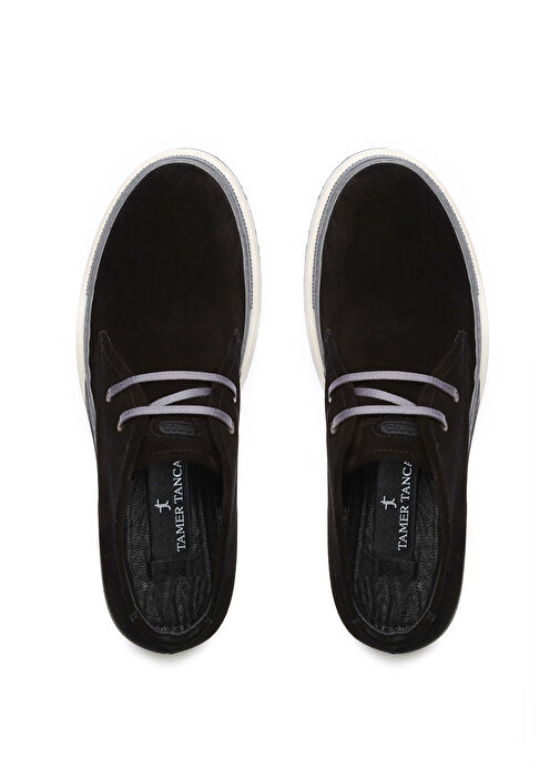 Tamer Tanca Erkek Hakiki Deri Siyah Süet Casual Bot - Görsel 5
