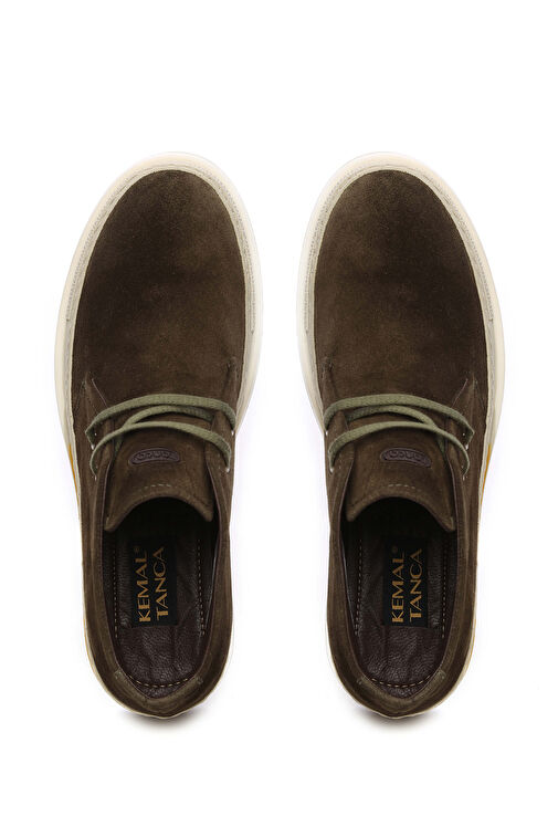 Tamer Tanca Erkek Hakiki Deri Yeşil Süet Casual Bot - Görsel 5