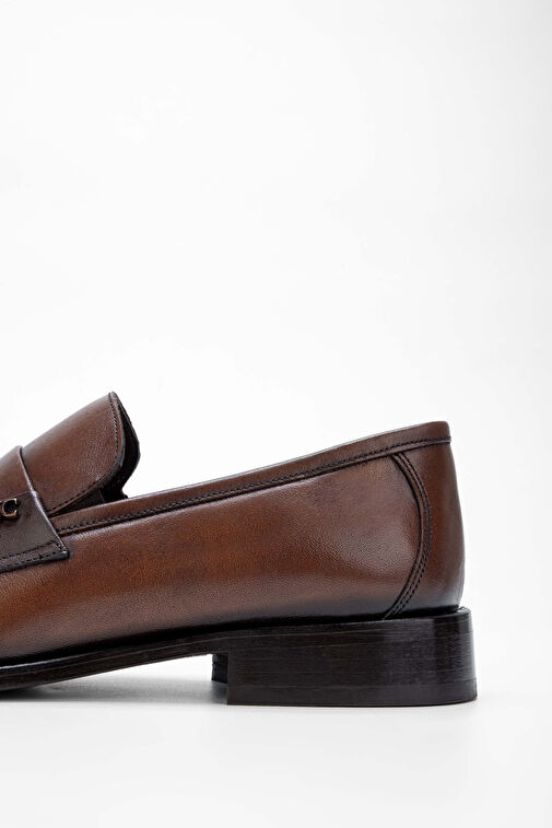 Tamer Tanca Erkek Hakiki Deri Kahverengi Makosen Ayakkabı - Görsel 5