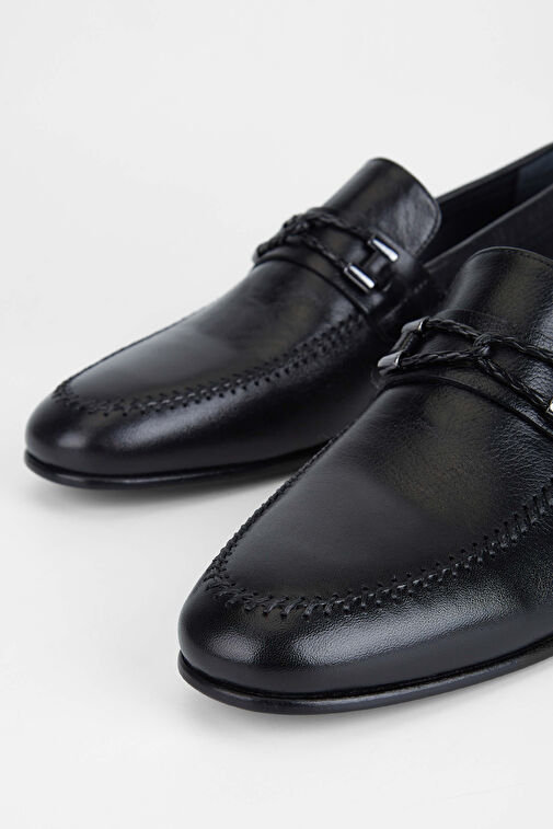 Tamer Tanca Erkek Hakiki Deri Siyah Makosen Ayakkabı - Görsel 4