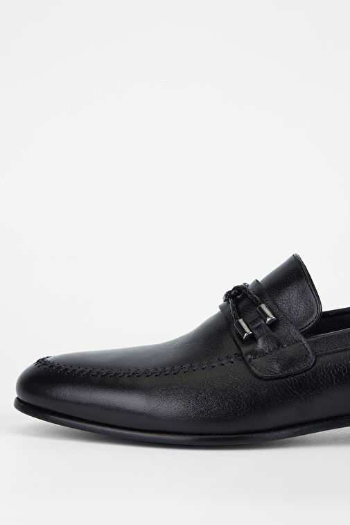 Tamer Tanca Erkek Hakiki Deri Siyah Makosen Ayakkabı - Görsel 5