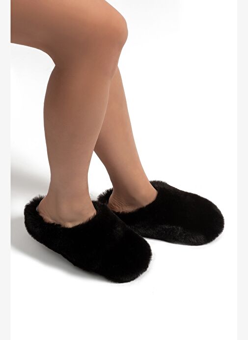 Stone Kadın Peluş Ev Terliği Siyah 37/41 - Görsel 2
