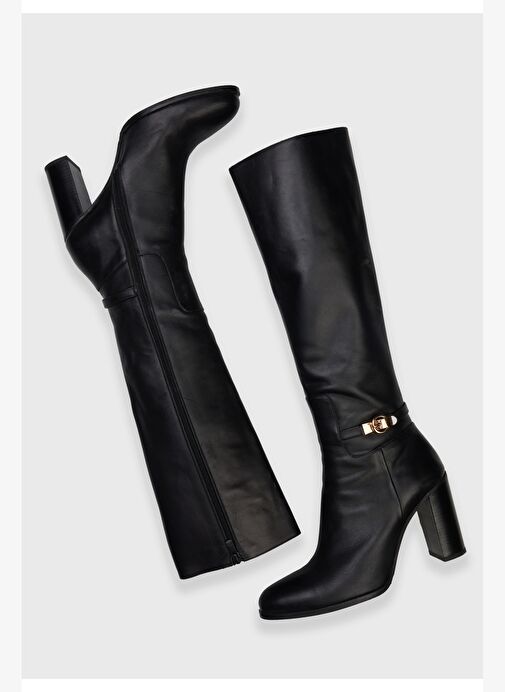 Deri Tokalı Uzun Çizme - Görsel 4