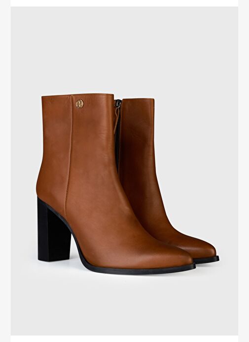 Deri Yandan Fermuarlı Kalın Topuklu Bot - Görsel 2