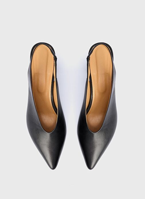 Deri Arkası Açık Topuklu Ayakkabı - Görsel 4