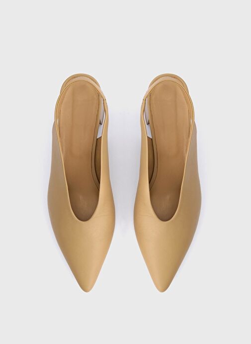 Deri Arkası Açık Topuklu Ayakkabı - Görsel 4