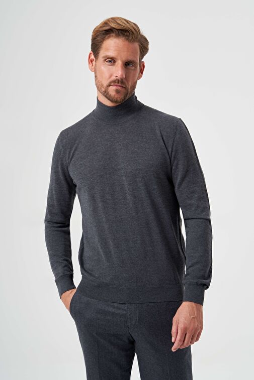 Bisse Erkek Basic Yarım Balıkçı Yaka Triko Antrasıt