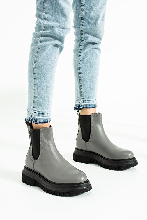 Hammer Jack Diana Hakiki Deri Gri Nice Kadın Bot - Görsel 3