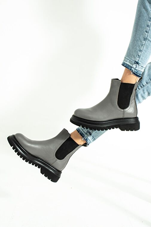 Hammer Jack Diana Hakiki Deri Gri Nice Kadın Bot - Görsel 4